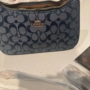 Coach Navy Monogram Pouch